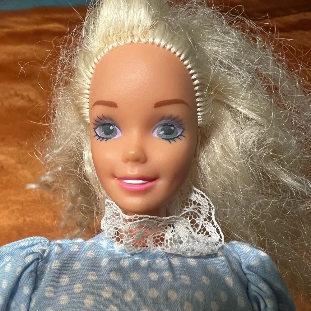 Vintage 90s Slumber Party Soft Body Barbie with blue pajamas crimped hair